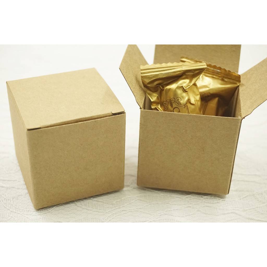 50pcs 5x5x5cm Kraft Box Small Packaging Gift Box Kotak Kecil Raya Kurma